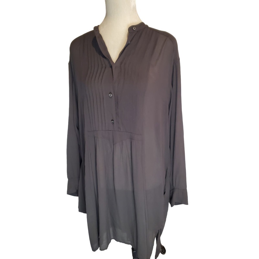 Isabel Marant Black Pleated Midi Dress with Mandarin Collar